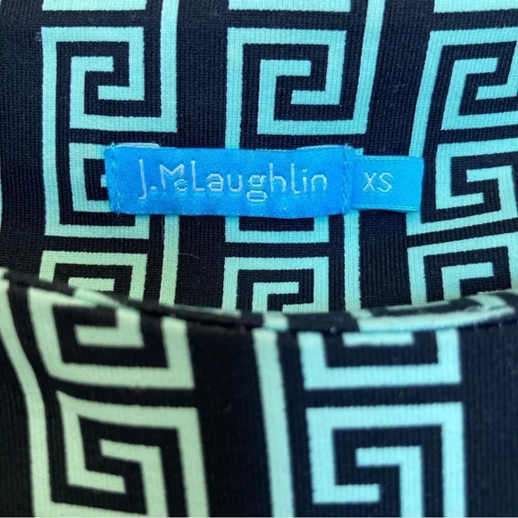 J MCLAUGHLIN Greek Key Mint & Navy Sheath Dress Catalina Cloth Size XS - Picture 4 of 6